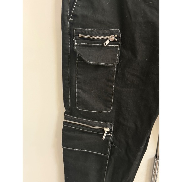 Hot Topic Mens Black White Contrast Stitch Goth Punk Cargo Pants Joggers Small - Picture 4 of 5